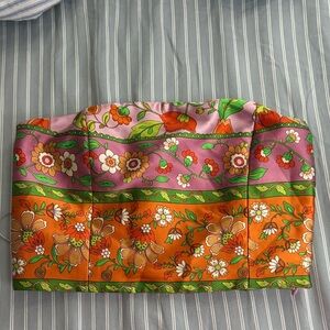 Floral Bandeau Top in Pink, Orange & Green